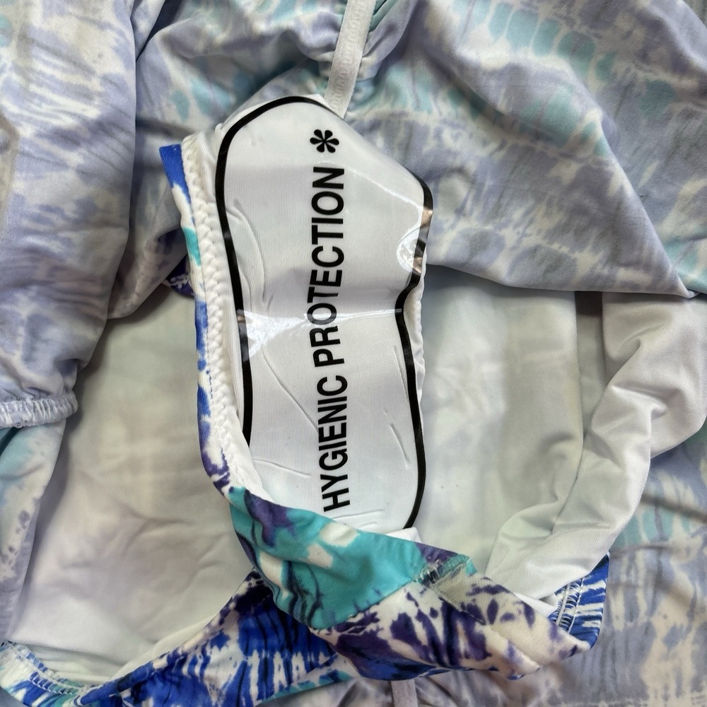 A.CHE Swimsuit 16 D/DD Bra Underwire Tie Dye Blue One Piece Dress Bathingsuit - Picture 3 of 9
